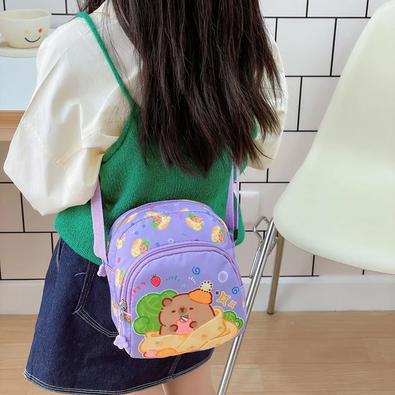 Kid'S Nylon Cartoon Capybara Cute Square Zipper Crossbody Bag display picture 12