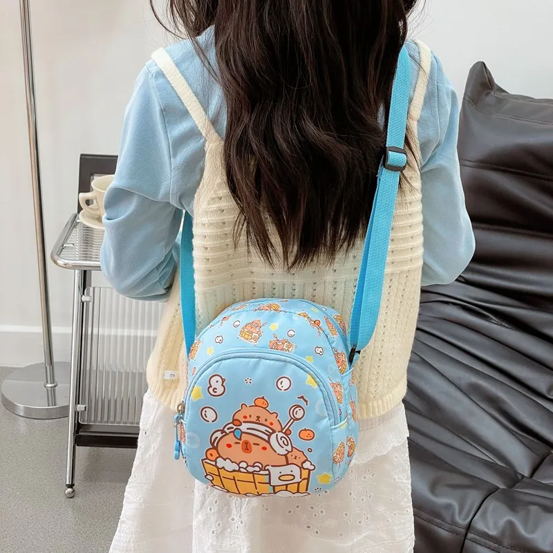 Kid'S Nylon Cartoon Capybara Cute Square Zipper Crossbody Bag display picture 28