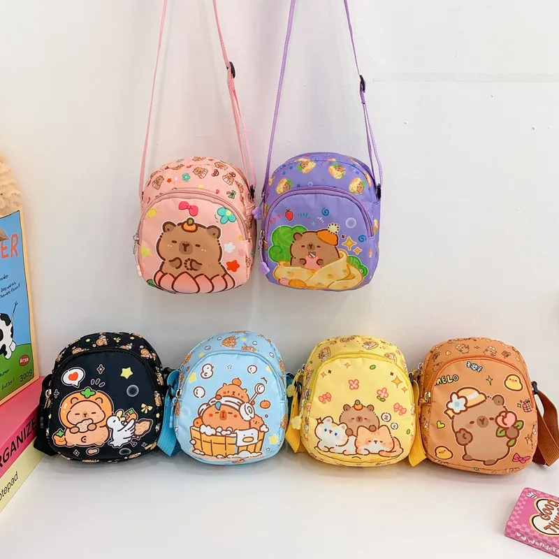 Kid'S Nylon Cartoon Capybara Cute Square Zipper Crossbody Bag display picture 32