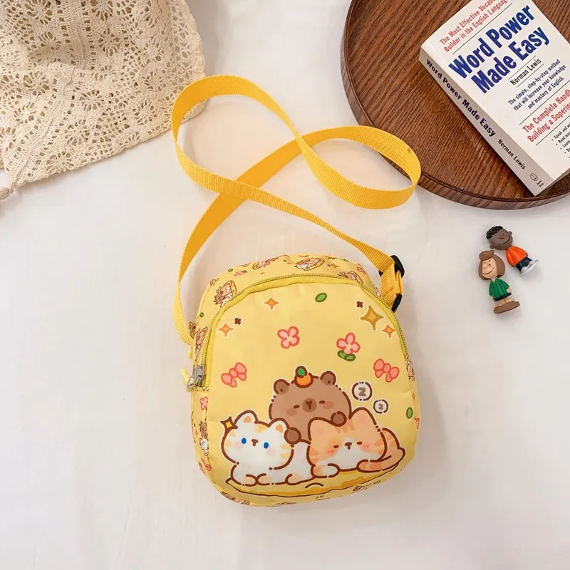 Kid'S Nylon Cartoon Capybara Cute Square Zipper Crossbody Bag display picture 48