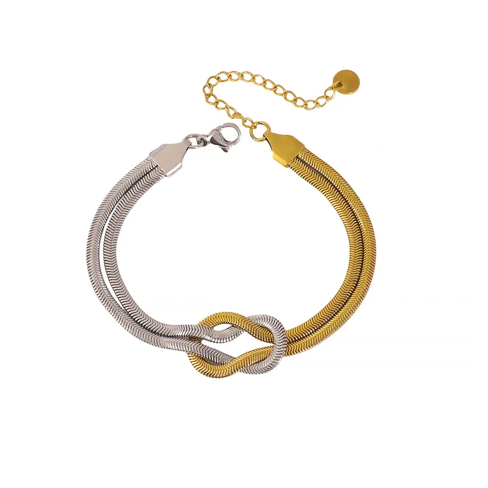 IG Style Simple Style Classic Style Geometric 304 Stainless Steel Mixed Metal 18K Gold Plated Women's Bracelets display picture 2