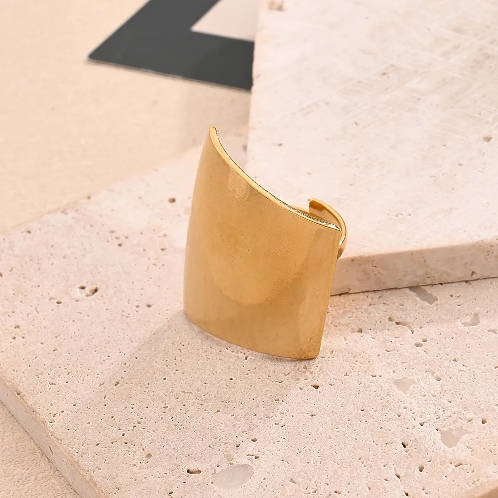 Casual Modern Style Simple Style Round Trapezoid Rectangle 304 Stainless Steel Handmade Polishing Plating 18K Gold Plated Women's Open Rings display picture 9