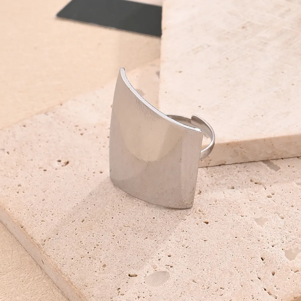 Casual Modern Style Simple Style Round Trapezoid Rectangle 304 Stainless Steel Handmade Polishing Plating 18K Gold Plated Women's Open Rings display picture 2