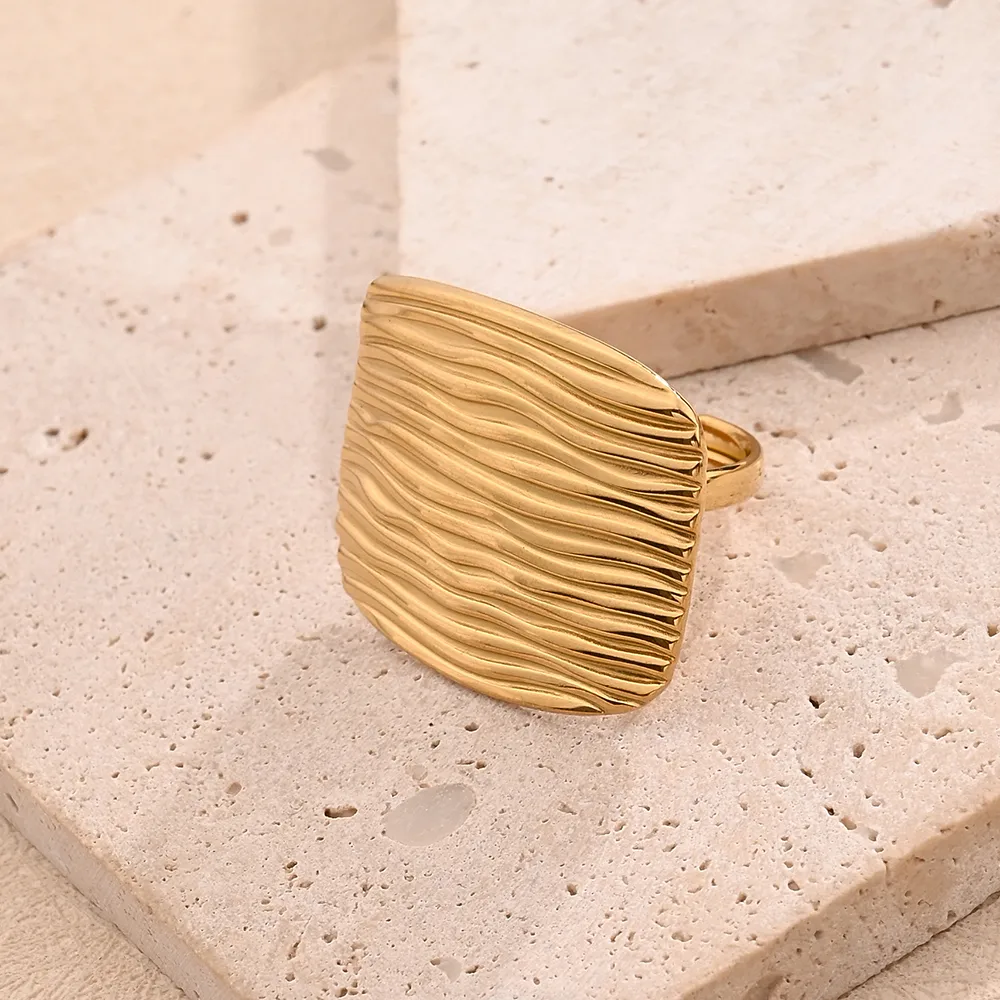 Casual Modern Style Simple Style Round Trapezoid Rectangle 304 Stainless Steel Handmade Polishing Plating 18K Gold Plated Women's Open Rings display picture 5