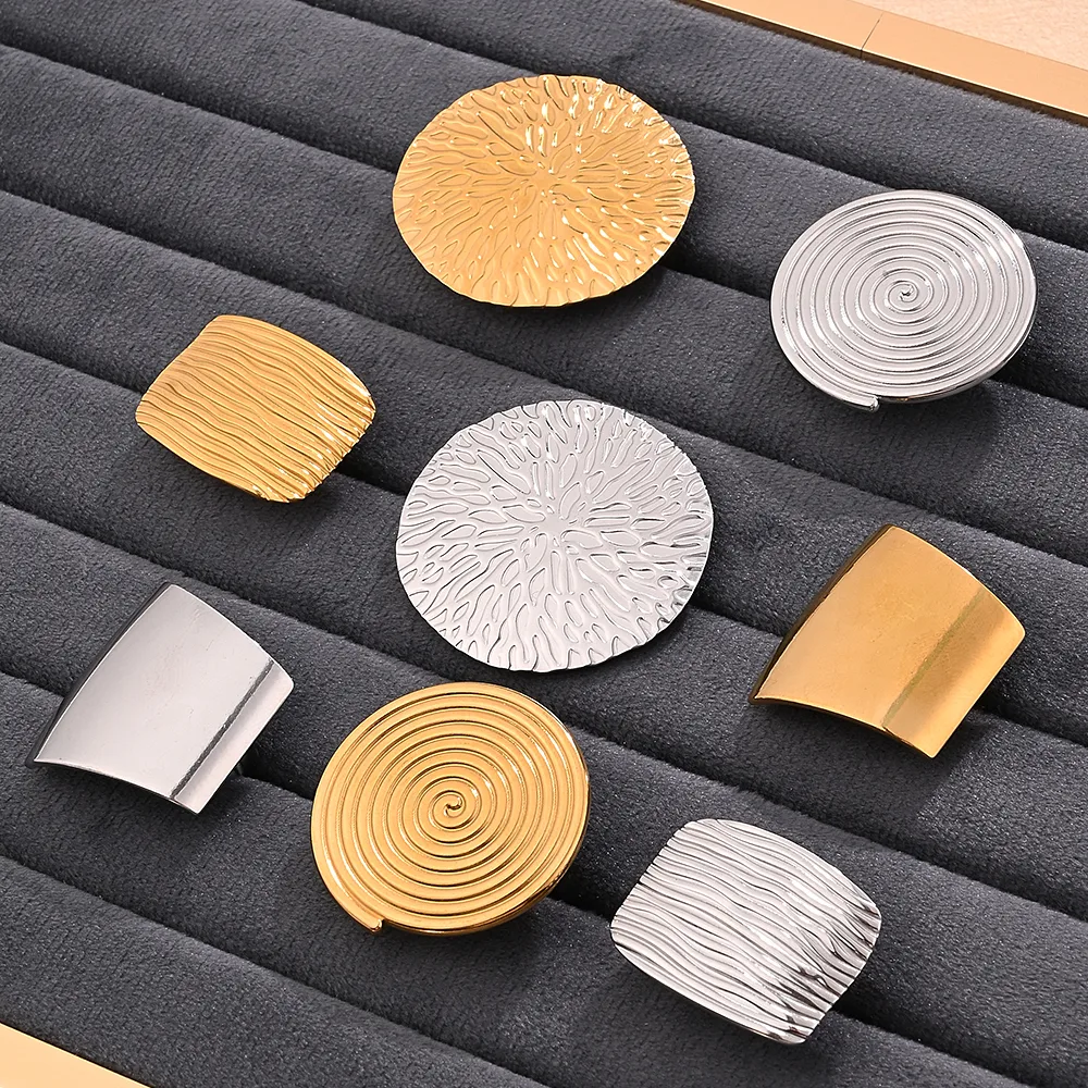 Casual Modern Style Simple Style Round Trapezoid Rectangle 304 Stainless Steel Handmade Polishing Plating 18K Gold Plated Women's Open Rings display picture 1