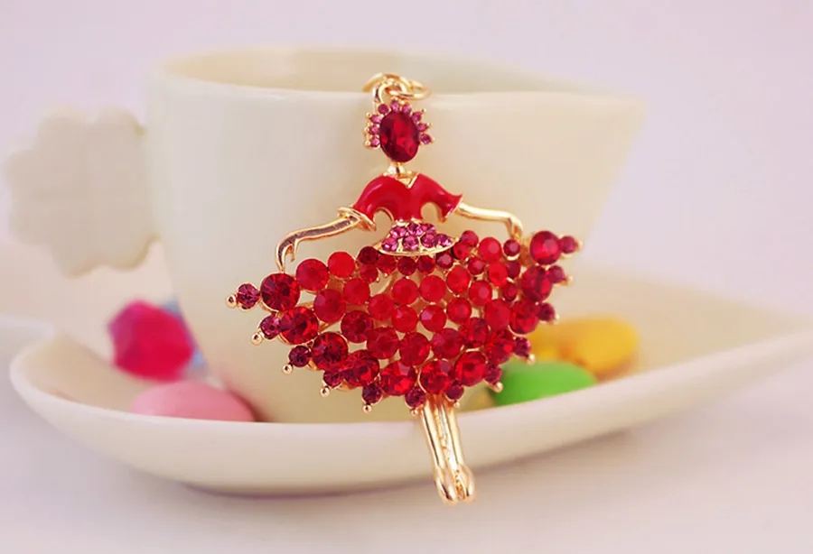 1 Piece Sweet Simple Style Solid Color Alloy Inlay Rhinestones Unisex Keychain display picture 3
