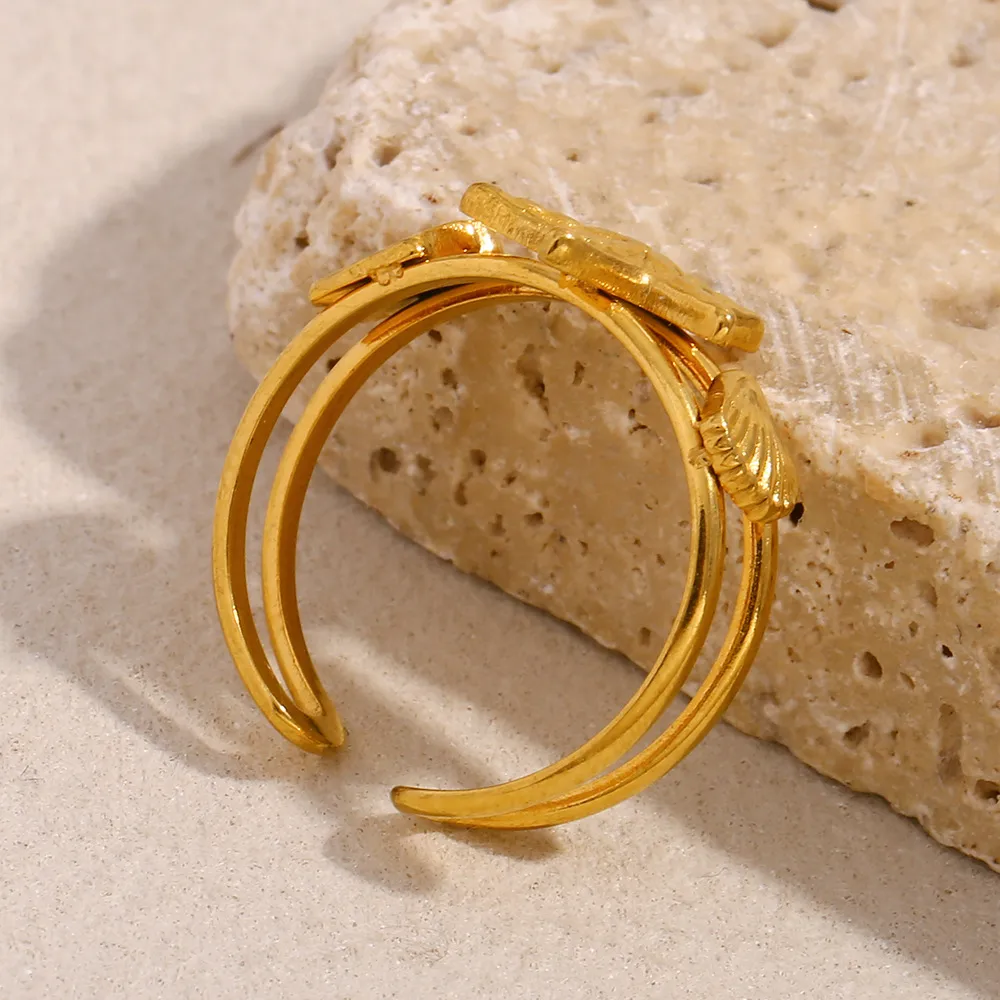 Vacation Classic Style Starfish 304 Stainless Steel Plating 18K Gold Plated Women's Rings display picture 6