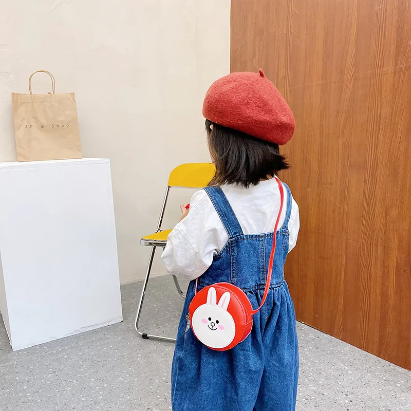 Kid'S Pu Leather Animal Cartoon Cute Round Zipper Shoulder Bag display picture 6