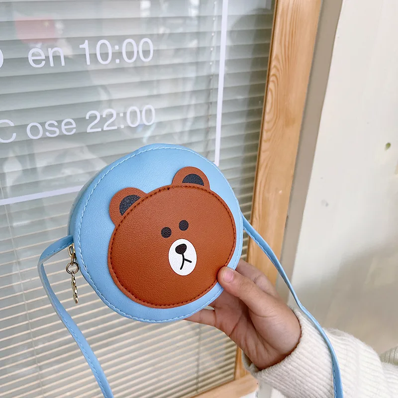 Kid'S Pu Leather Cartoon Bear Cute Round Zipper Crossbody Bag display picture 27