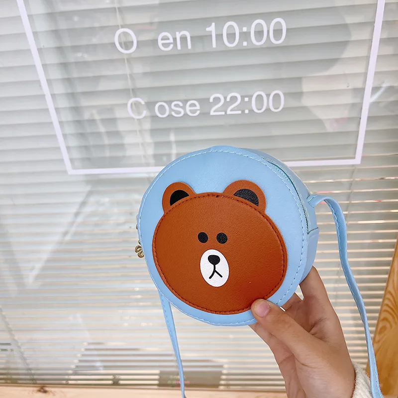 Kid'S Pu Leather Cartoon Bear Cute Round Zipper Crossbody Bag display picture 26