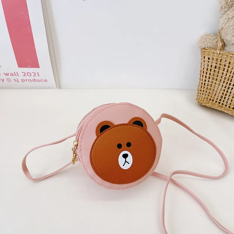 Kid'S Pu Leather Cartoon Bear Cute Round Zipper Crossbody Bag display picture 39