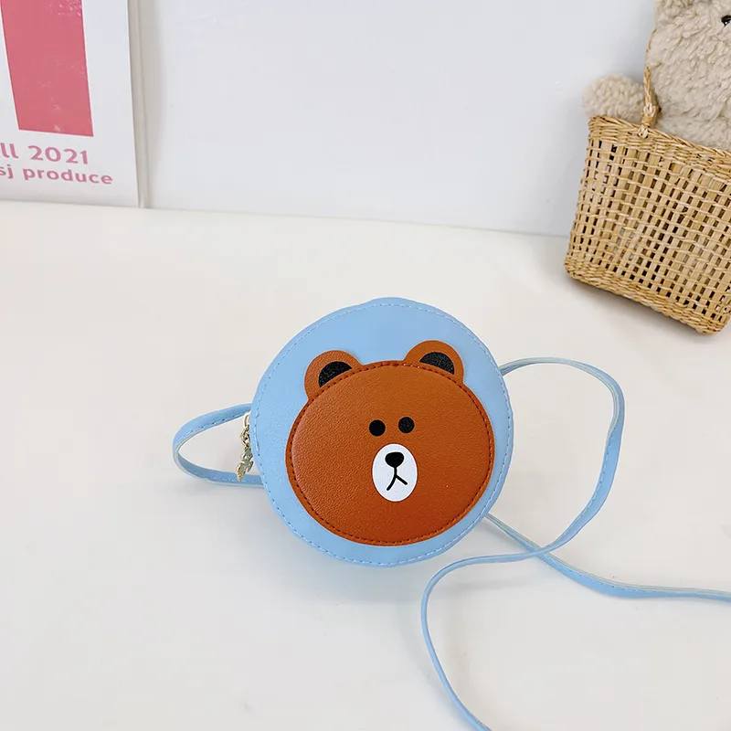 Kid'S Pu Leather Cartoon Bear Cute Round Zipper Crossbody Bag display picture 45