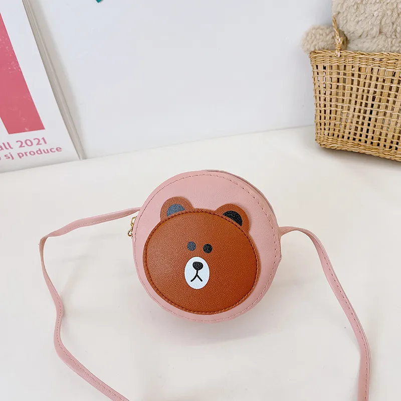 Kid'S Pu Leather Cartoon Bear Cute Round Zipper Crossbody Bag display picture 46