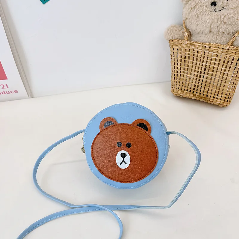 Kid'S Pu Leather Cartoon Bear Cute Round Zipper Crossbody Bag display picture 58