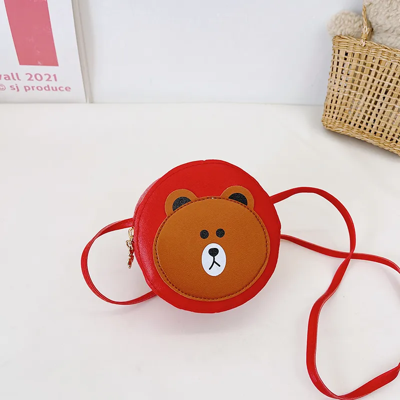 Kid'S Pu Leather Cartoon Bear Cute Round Zipper Crossbody Bag display picture 42