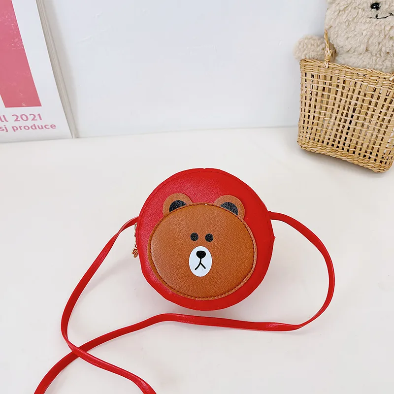 Kid'S Pu Leather Cartoon Bear Cute Round Zipper Crossbody Bag display picture 54