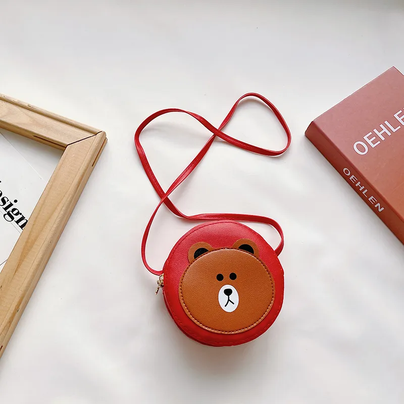 Kid'S Pu Leather Cartoon Bear Cute Round Zipper Crossbody Bag display picture 52
