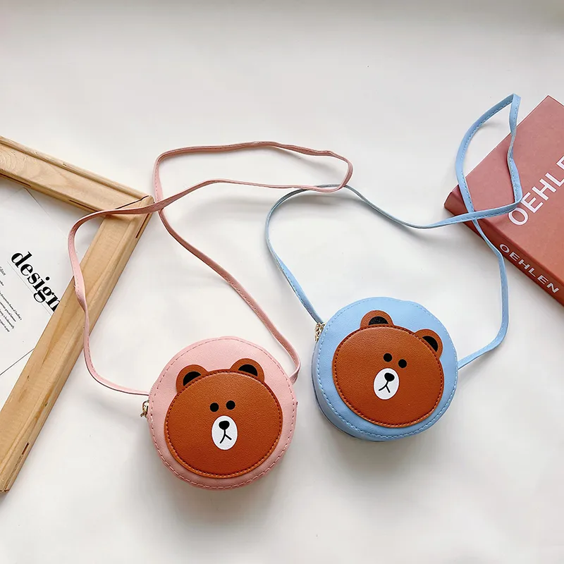 Kid'S Pu Leather Cartoon Bear Cute Round Zipper Crossbody Bag display picture 59