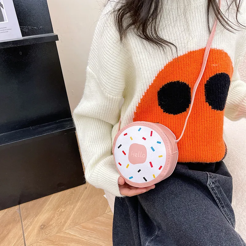 Kid'S Pu Leather Donuts Cute Round Zipper Shoulder Bag Crossbody Bag display picture 8