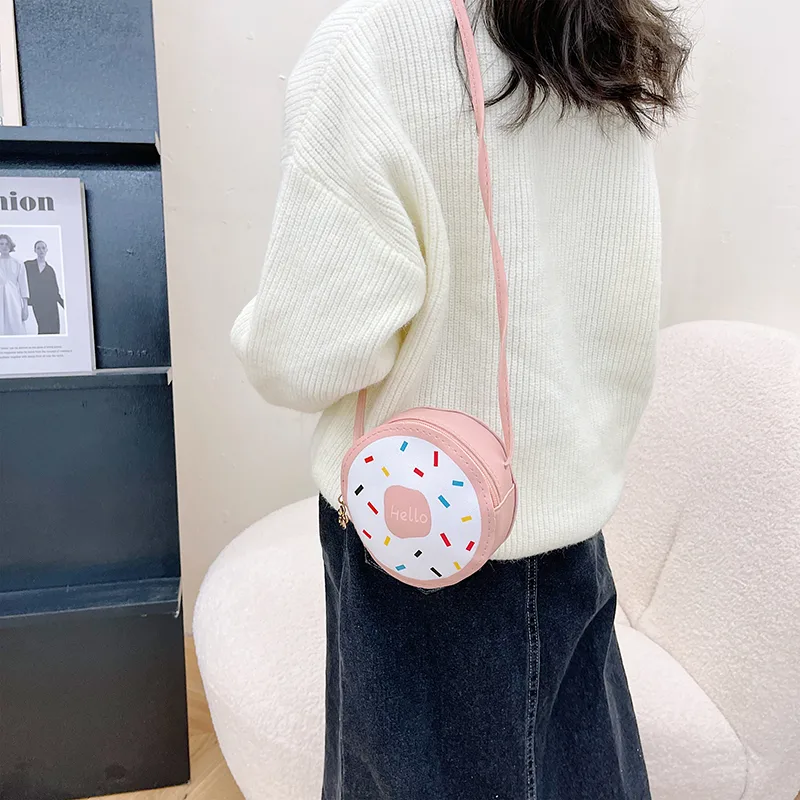 Kid'S Pu Leather Donuts Cute Round Zipper Shoulder Bag Crossbody Bag display picture 43