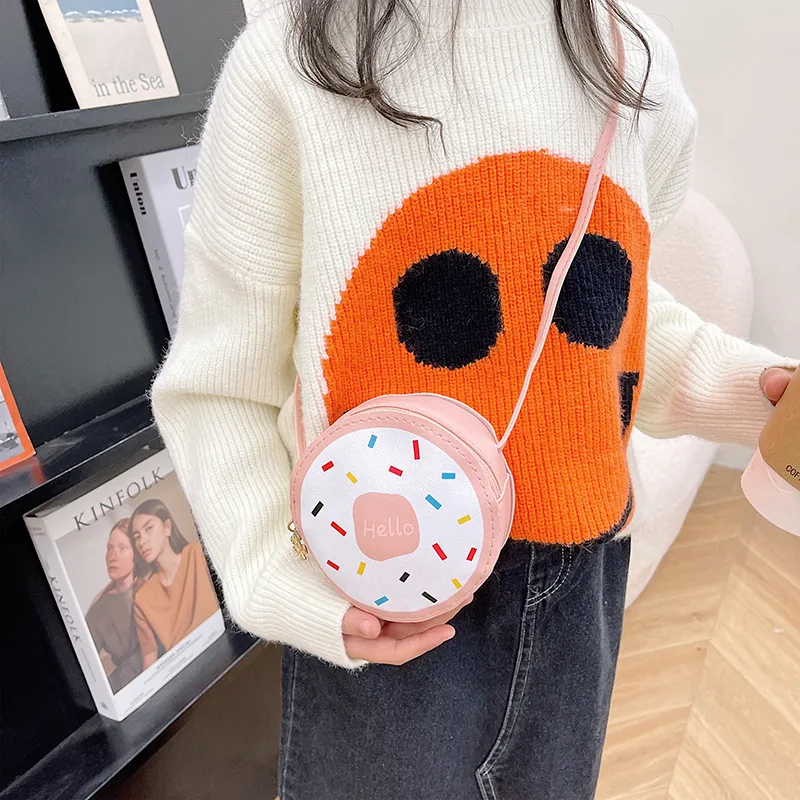 Kid'S Pu Leather Donuts Cute Round Zipper Shoulder Bag Crossbody Bag display picture 59
