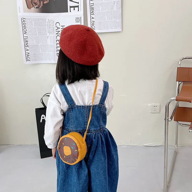 Kid'S Pu Leather Donuts Cute Round Zipper Shoulder Bag Crossbody Bag display picture 16