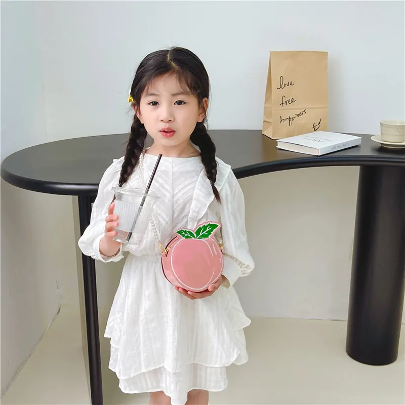 Kid'S Pu Leather Fruit Cute Round Zipper Crossbody Bag display picture 1