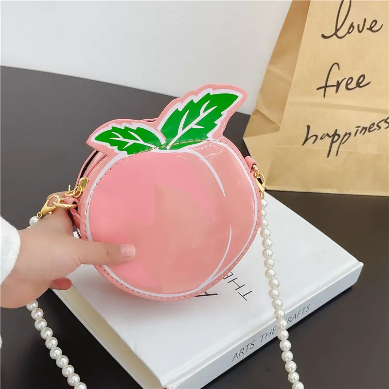 Kid'S Pu Leather Fruit Cute Round Zipper Crossbody Bag display picture 6