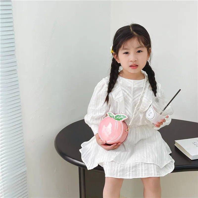 Kid'S Pu Leather Fruit Cute Round Zipper Crossbody Bag display picture 2