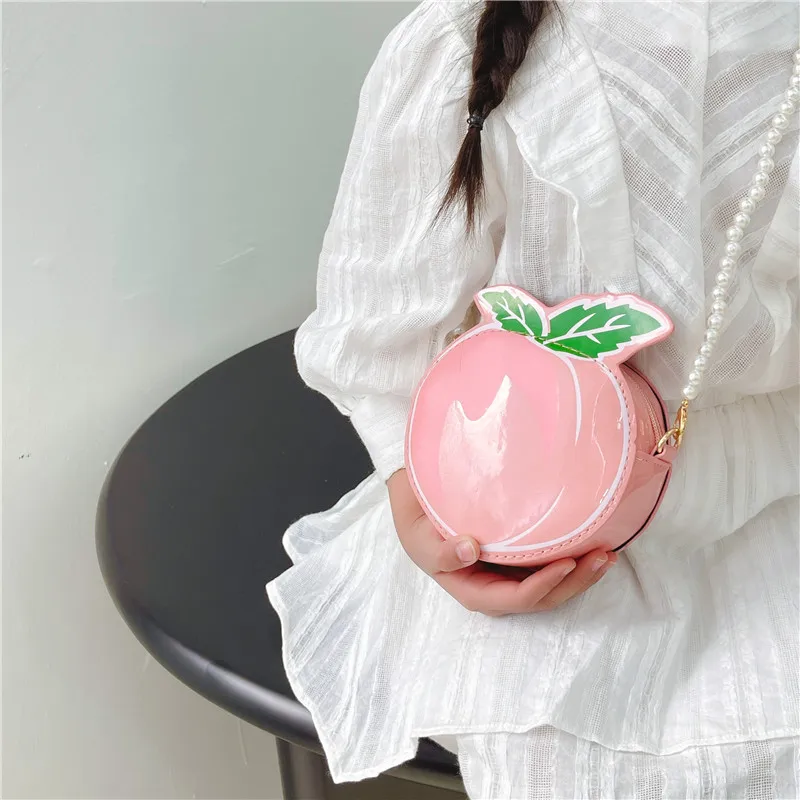 Kid'S Pu Leather Fruit Cute Round Zipper Crossbody Bag display picture 3