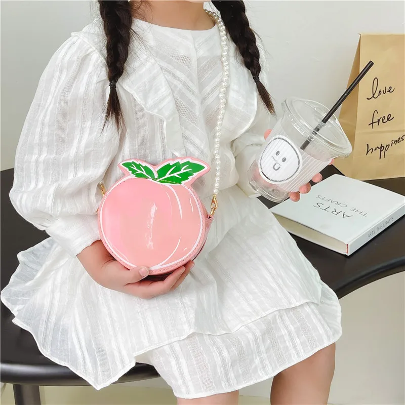Kid'S Pu Leather Fruit Cute Round Zipper Crossbody Bag display picture 4