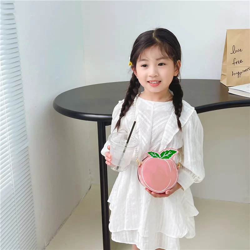 Kid'S Pu Leather Fruit Cute Round Zipper Crossbody Bag display picture 14