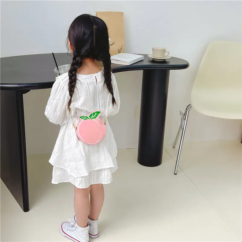 Kid'S Pu Leather Fruit Cute Round Zipper Crossbody Bag display picture 12
