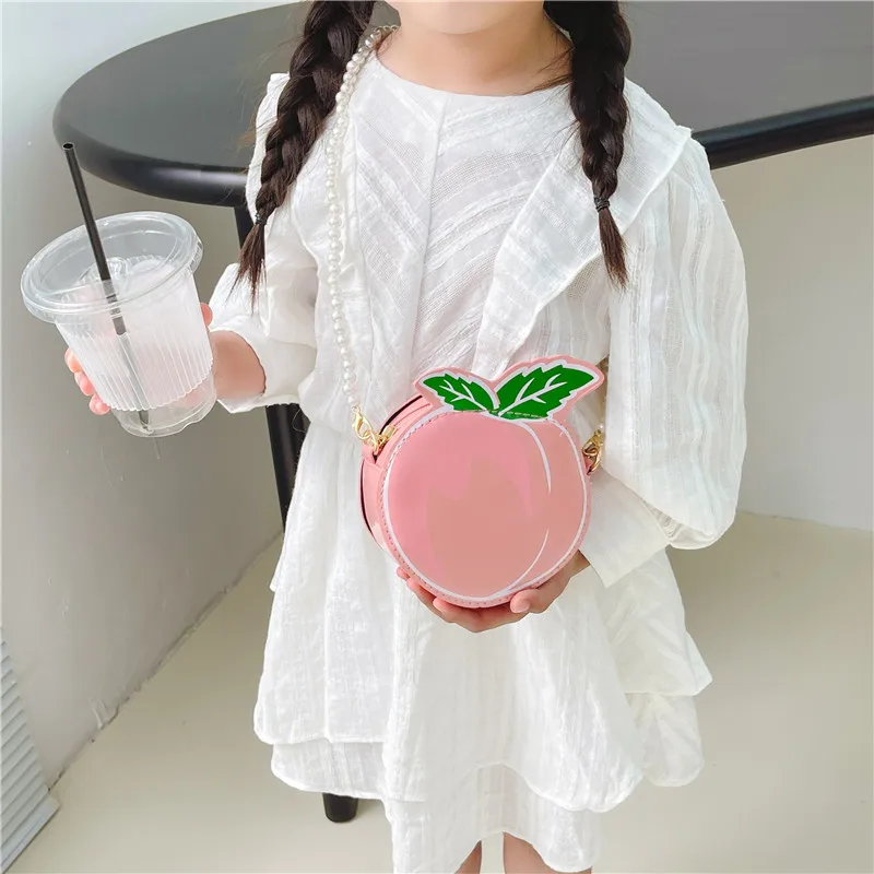 Kid'S Pu Leather Fruit Cute Round Zipper Crossbody Bag display picture 9