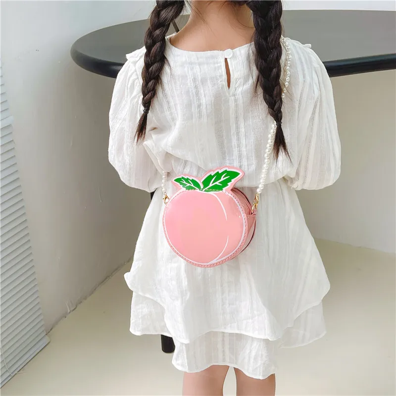 Kid'S Pu Leather Fruit Cute Round Zipper Crossbody Bag display picture 8