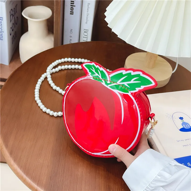 Kid'S Pu Leather Fruit Cute Round Zipper Crossbody Bag display picture 13