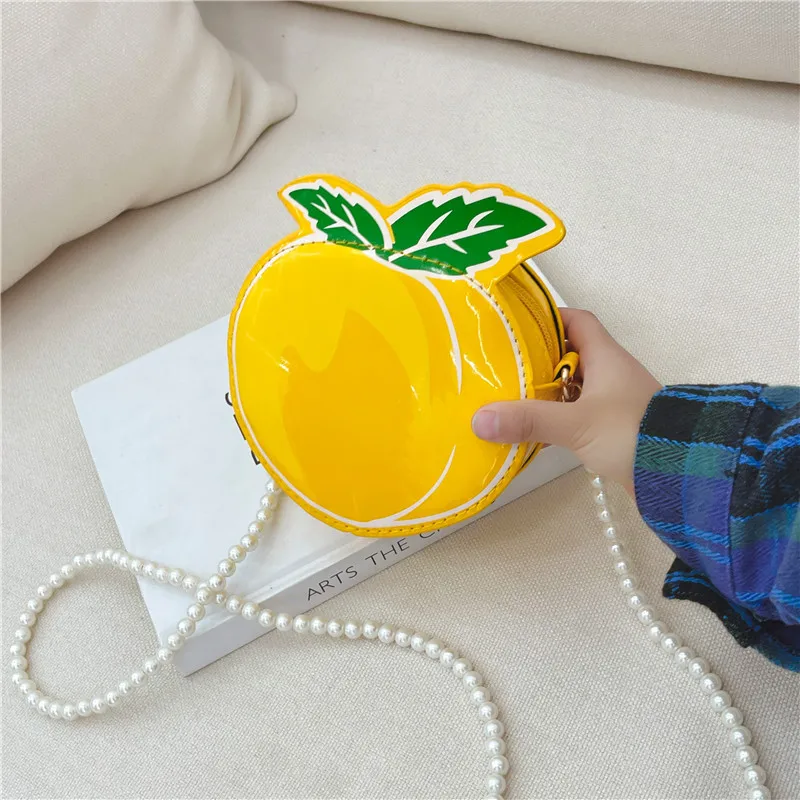 Kid'S Pu Leather Fruit Cute Round Zipper Crossbody Bag display picture 26