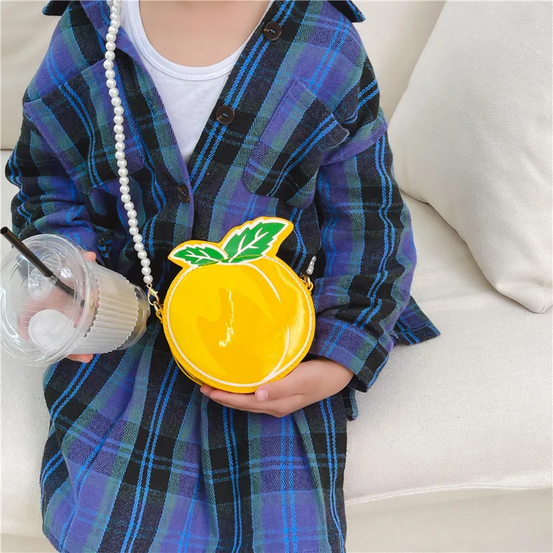 Kid'S Pu Leather Fruit Cute Round Zipper Crossbody Bag display picture 23