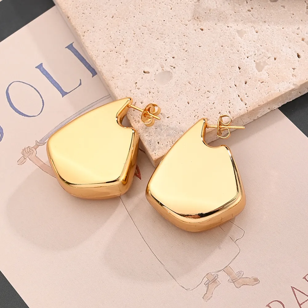 1 Pair/Package Casual Modern Style Simple Style C Shape Geometry Handmade Polishing Plating 304 Stainless Steel 18K Gold Plated Earrings display picture 2