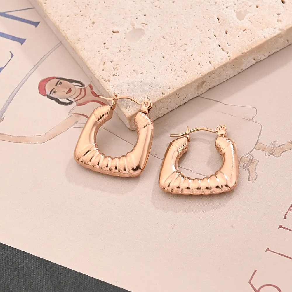 1 Pair/Package Casual Modern Style Simple Style Multicolor Square Simple Handmade Polishing Plating 304 Stainless Steel 18K Gold Plated Colorful Plating Rose Gold Plated Earrings display picture 3