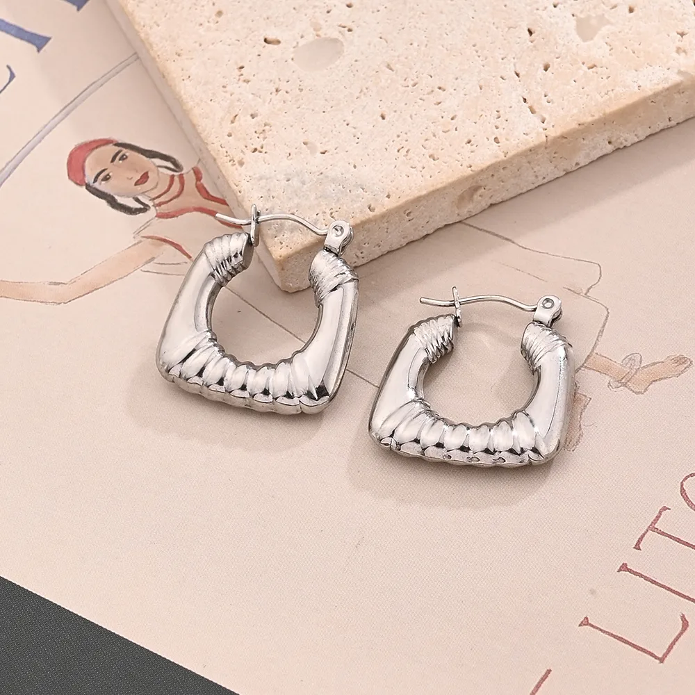 1 Pair/Package Casual Modern Style Simple Style Multicolor Square Simple Handmade Polishing Plating 304 Stainless Steel 18K Gold Plated Colorful Plating Rose Gold Plated Earrings display picture 6
