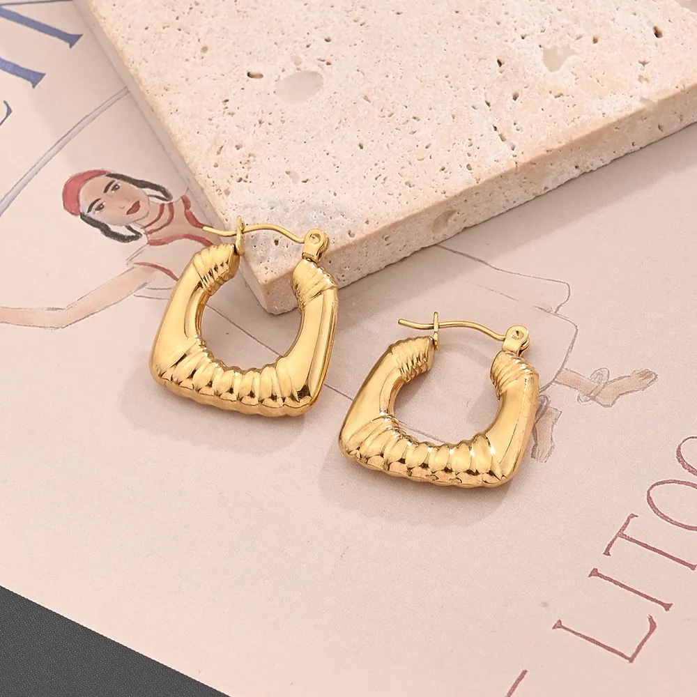 1 Pair/Package Casual Modern Style Simple Style Multicolor Square Simple Handmade Polishing Plating 304 Stainless Steel 18K Gold Plated Colorful Plating Rose Gold Plated Earrings display picture 4