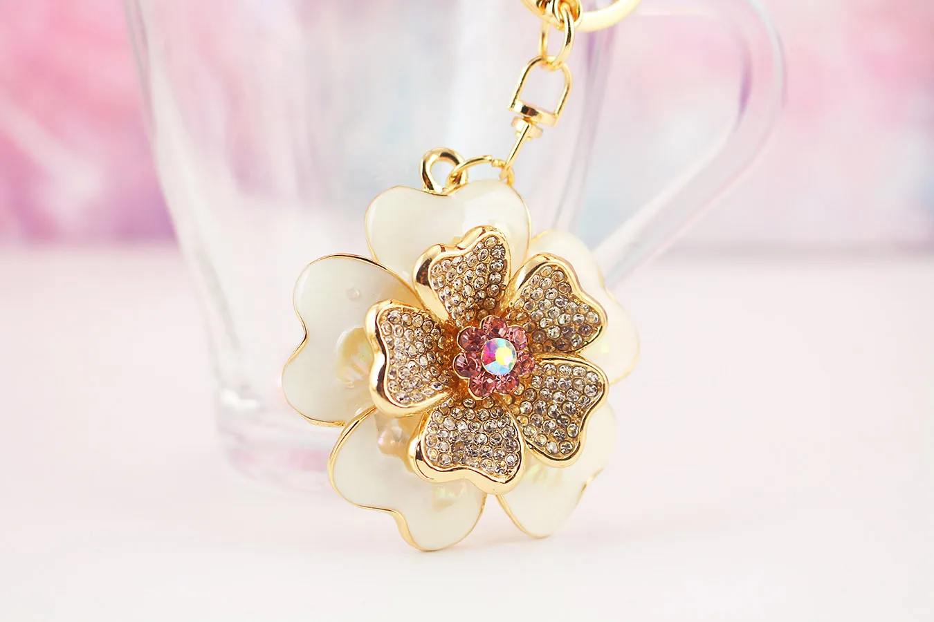 1 Piece Sweet Simple Style Flower Alloy Inlay Rhinestones Unisex Keychain display picture 9
