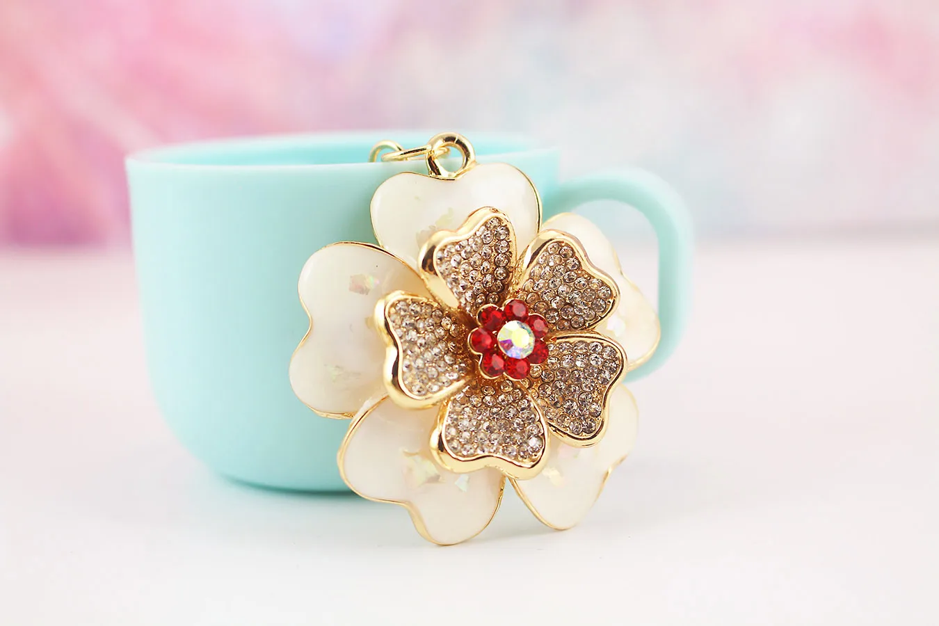 1 Piece Sweet Simple Style Flower Alloy Inlay Rhinestones Unisex Keychain display picture 5