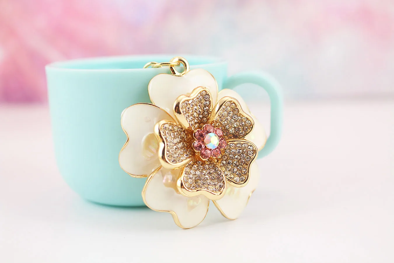 1 Piece Sweet Simple Style Flower Alloy Inlay Rhinestones Unisex Keychain display picture 14