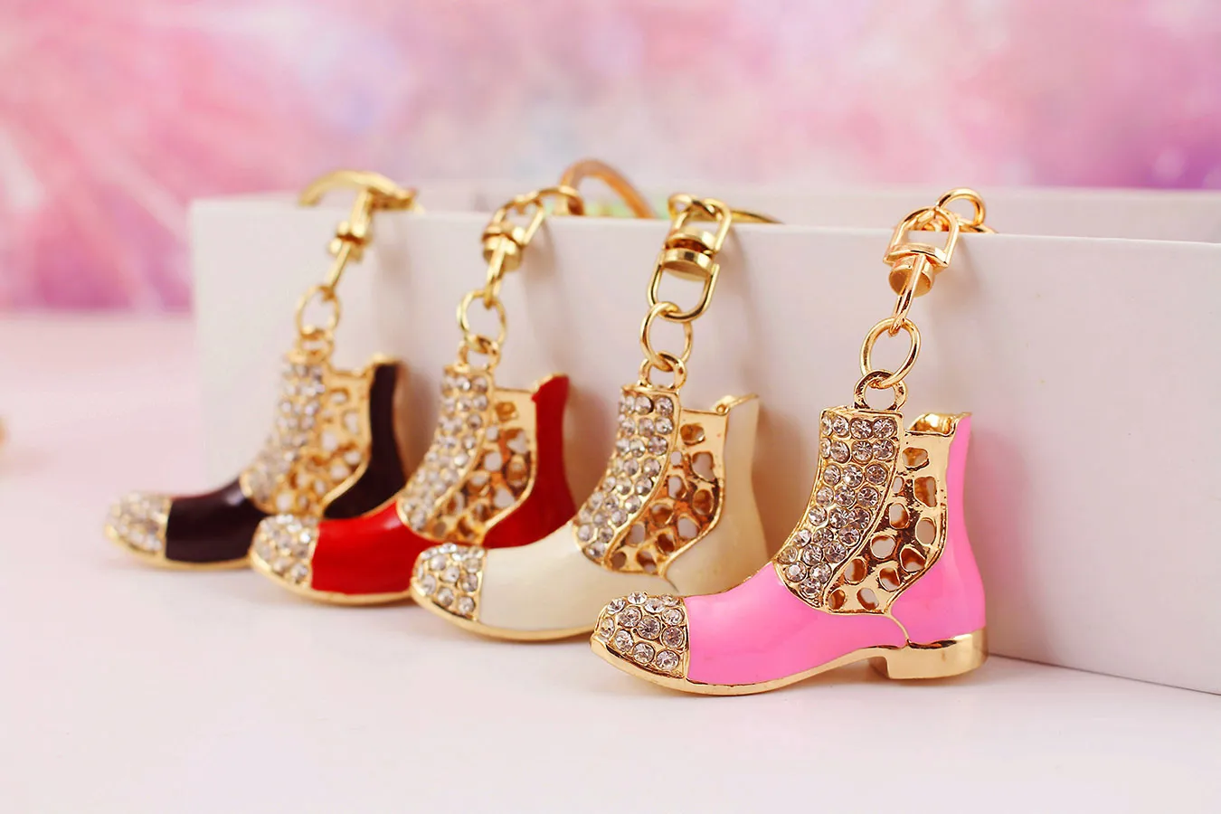 1 Piece Sweet Simple Style Shoe Alloy Inlay Rhinestones Unisex Keychain display picture 2