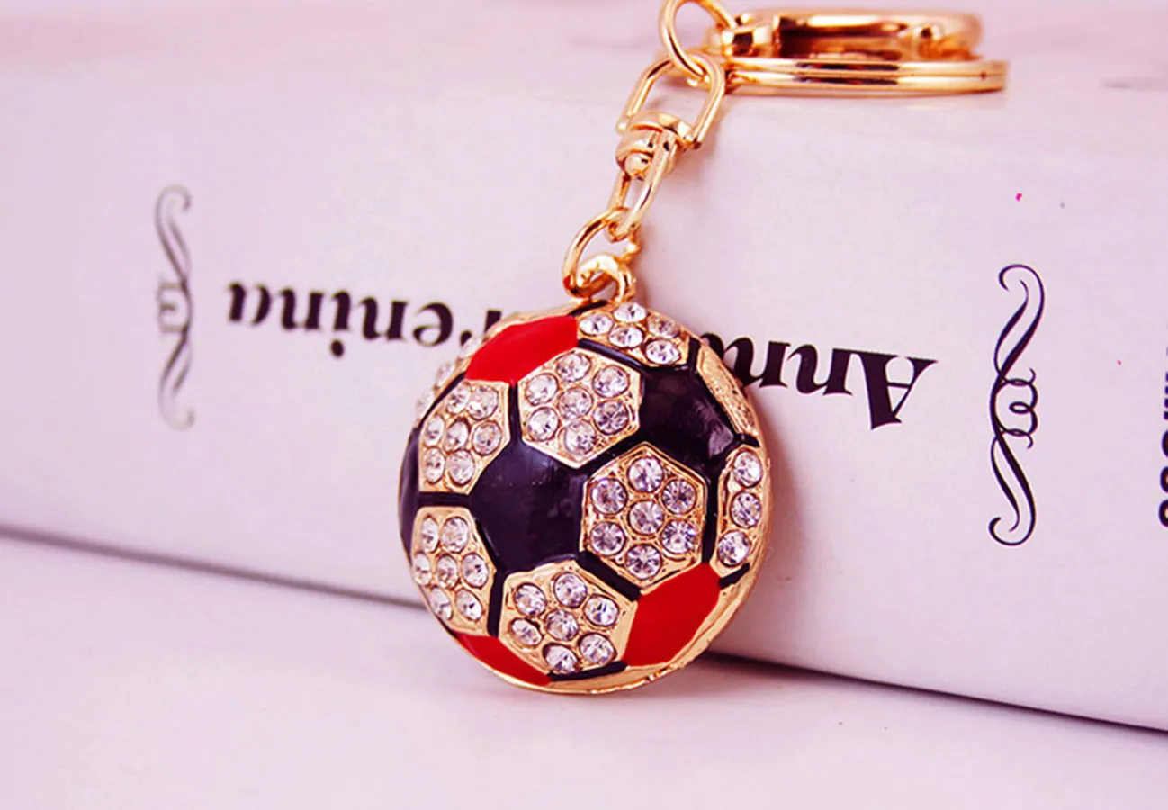 1 Piece Sweet Simple Style Football Alloy Inlay Rhinestones Unisex Keychain display picture 2