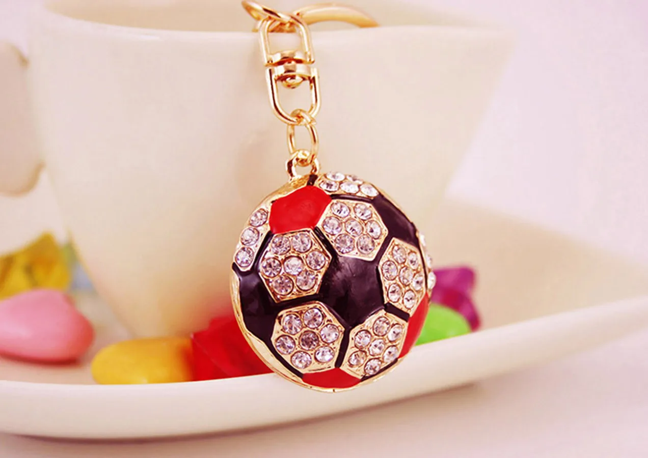 1 Piece Sweet Simple Style Football Alloy Inlay Rhinestones Unisex Keychain display picture 3