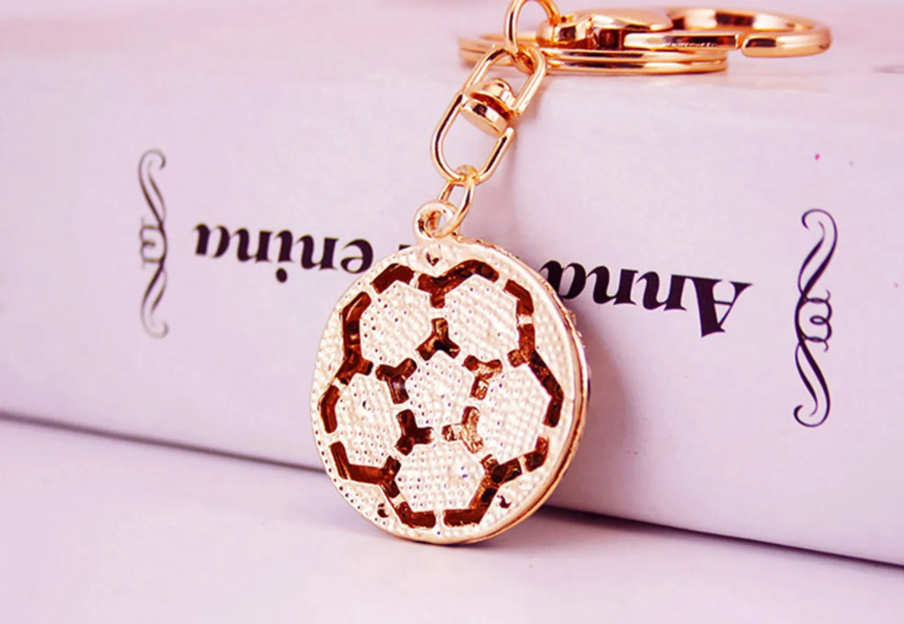 1 Piece Sweet Simple Style Football Alloy Inlay Rhinestones Unisex Keychain display picture 4