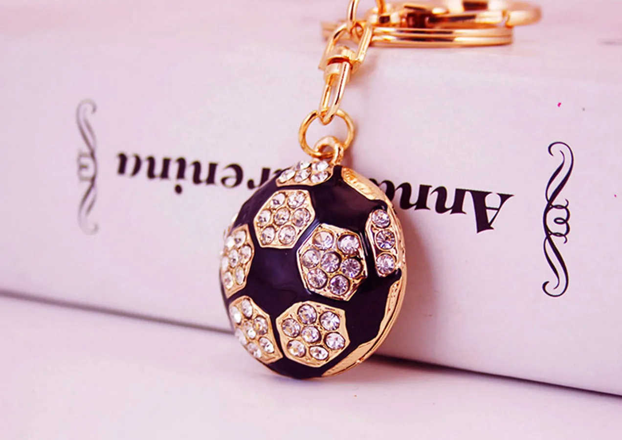 1 Piece Sweet Simple Style Football Alloy Inlay Rhinestones Unisex Keychain display picture 5